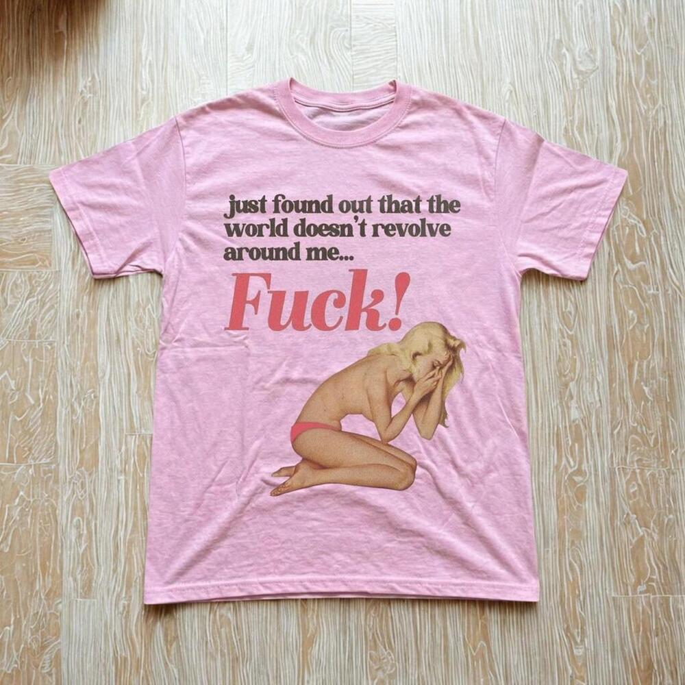 Graphic Tee With Funny Text And Pin-Up Girl Design